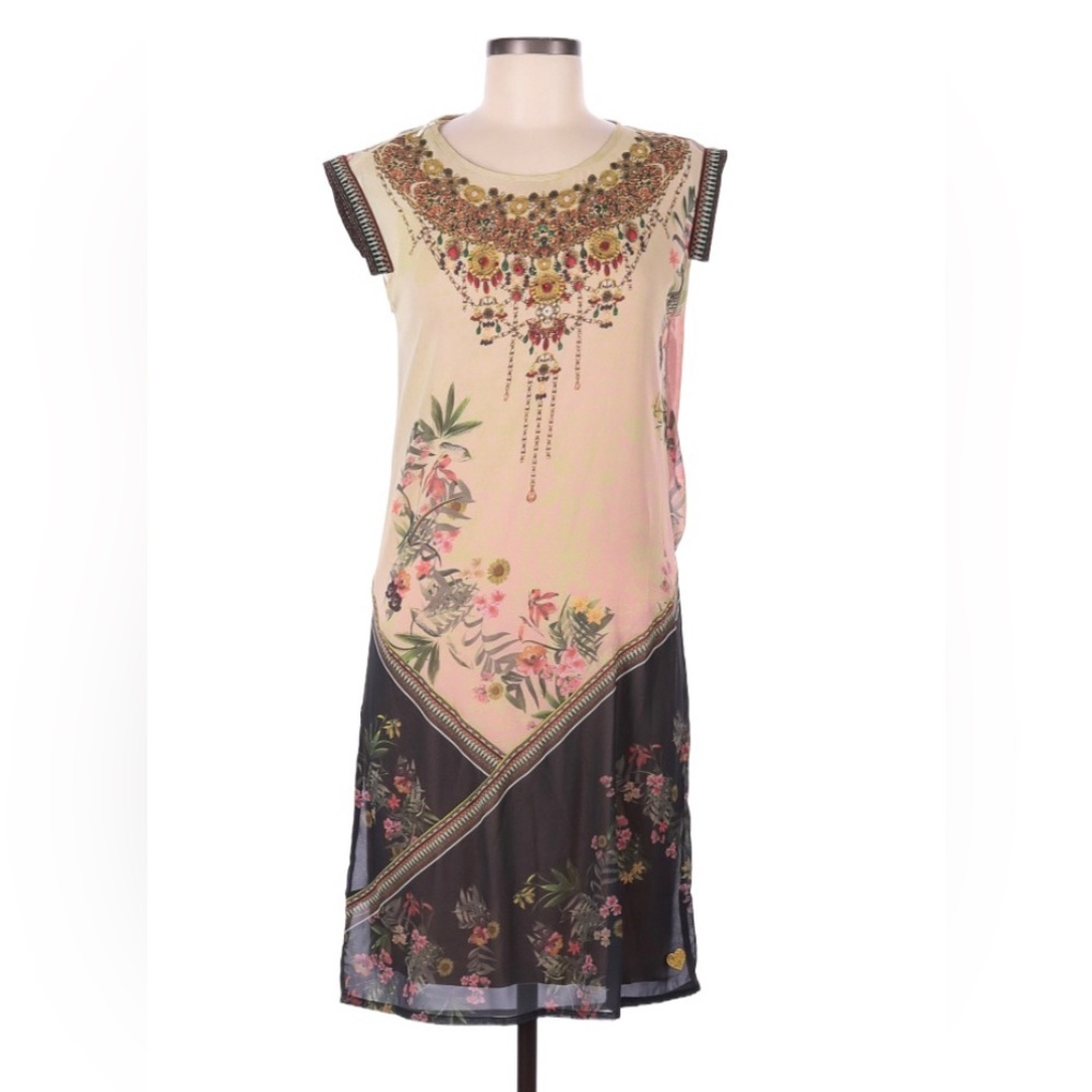 Desigual sheer short sleeve floral dress